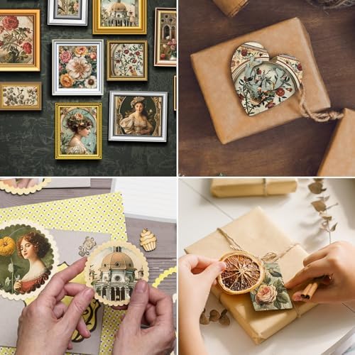 48 Sheets Vintage Baroque Scrapbook Paper,Vintage Pattern Decorative Scrapbook for Junk Journals DIY Cards and Photo Albums, Aesthetic Craft Supplies