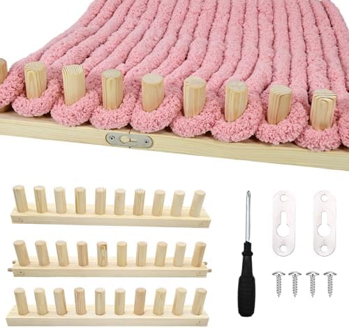 ZMJY 46" Adjustable Chunky Yarn Loom Kit for DIY Blankets | Beginner-Friendly Hand Knitting Loom with Modular Wooden Frame | No Needles Required for Family Craft, Home Decor & Stress Relief