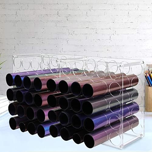 Vinyl Storage Rack 50-Holes Acrylic Vinyl Roll Holder Craft Storage Organizer for Craft Room
