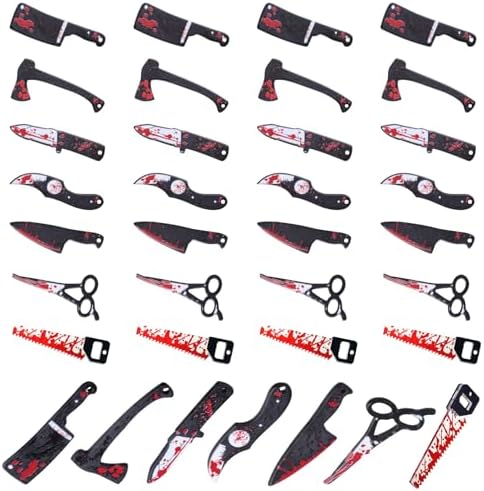 FOIMAS 28pcs Mini Fake Knife Halloween Knife Flatback Charm Knives for Halloween Craft Jewelry Making Supply Home Decoration