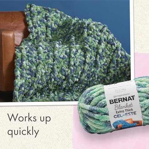 Bernat Blanket Extra Thick Cel-Este Chunky Yarn, Nebula Blue, 2-Pack