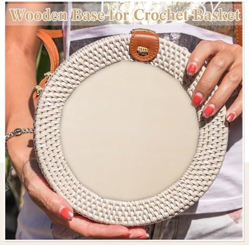 Fanfanwin 12 Pcs Wooden Basket Bottom Moses Crochet Basket Round Base Unfinished Wood Knitting Base for DIY Craft Weaving Making Supplies Home Decoration(8 Inches)