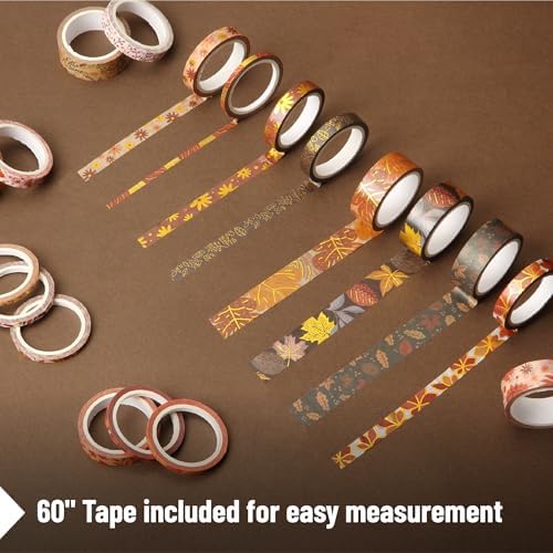 Mr. Pen- Washi Tape Set, 21 Rolls, Assorted Sizes, Autumn Leaves | 5.5 Yards/Roll, Washi Tape for Scrapbook, Arts, Crafts, Journals and Planners