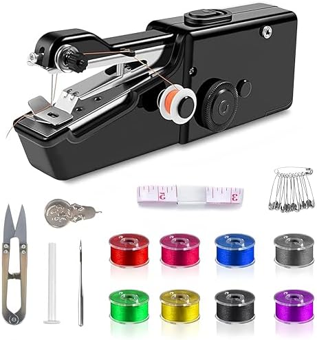 Handheld Sewing Machine,Sewing Machines for Beginners,Portable Electric Mini and Samll Hand Held Kit for Adults Included Mannual and Accessories,Sewing Hem Quick Stitching (Black)