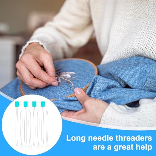 20 Pcs Punch Needle Threaders 7.87 Inch Long Threader for Embroidery Punch Needle Kit Stitching Sewing Accessories for Cross Stitch DIY Sewing Craft Work