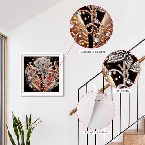 AiYuanzsh 5D Special Shaped Diamond Painting Kit - The Rose in Hand Design, Unique Crystal Rhinestone Diamond Art Set for Beginners and Adults, Perfect for Home Wall Decor and Holiday Gifts
