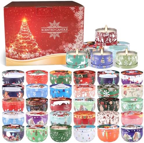36 Packs Christmas Scented Candles Gift- Aromatherapy Candle-2.5oz Soy Wax-Long Lasting Burn time, Christmas Thanksgiving Gifts, Home Decor.