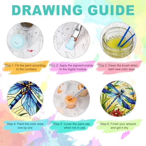 Paint by Numbers Kit for Adults, Dragonfly Stained Glass, 16 x 20 Inch | DIY Adult Paint by Number Kit on Canvas for Beginners, without Frame, Nature Wall Decor, Stress Relief Craft Gift