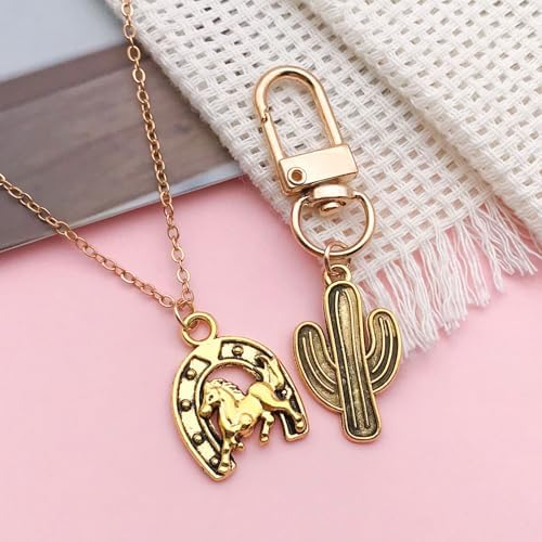 80pcs Western Cowboy Themed Charms Set - Zinc Alloy 3D Miniature Cowboy Hat, Horse, Boot Shoe Charms for DIY Jewelry Making, Keychain Crafts Accessory Tools -Durable, Versatile, and Perfect for Creative Projects (Golden)SN822