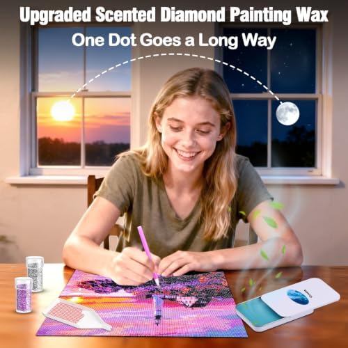 Scented Diamond Painting Wax, Handmade Natural Beeswax for Diamond Art Painting Pen, Long-Lasting Stickiness No Residue Drill Wax with Picker Tool, Diamond Art Accessories and Tools (Ocean)