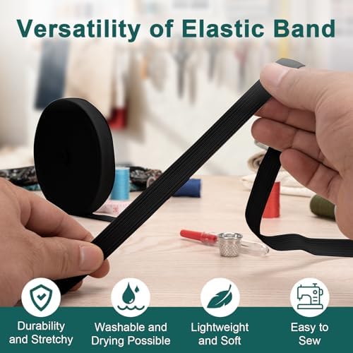 Airisoer Elastic Bands for Sewing 5/8 Inch x 12 Yards, Black