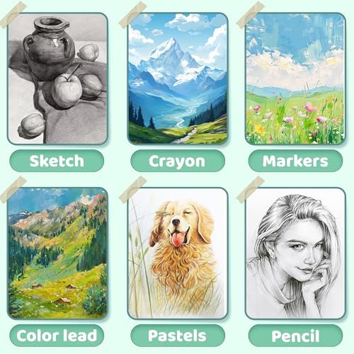 FLYING EAGLE Sketch Book, Square Hardcover Sketchbook for Kids, 8 x8, Green