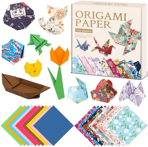 hapray Japanese Origami Paper Kit, 500 Colored Paper 6x6 for Kids Ages 5-12