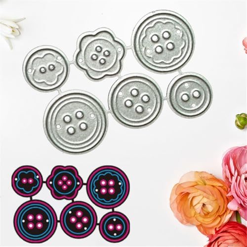 Scrapbooking Die-Cuts for Card Making, Christmas Metal Cutting Dies, Paper Craft Punch Template, Background Embossing Stencils, DIY Album Décor (6 Pcs Buttons-6x4.2cm)
