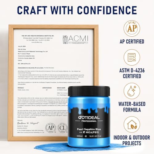 GOTIDEAL Metallic Blue Acrylic Paint, Sapphire Blue Paint (500ml/16.9oz)