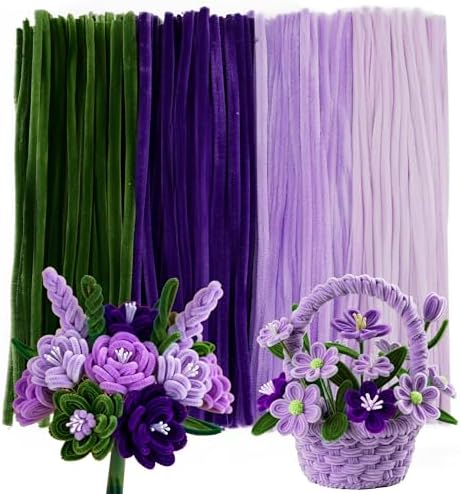Caydo 200 Pieces Purple Pipe Cleaners for Flowers