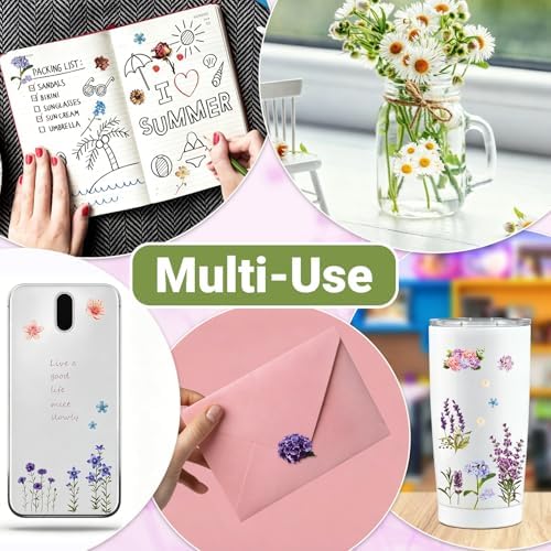 Habett 160+ PCS Natural Flower Stickers for Scrapbooking, Transparent
