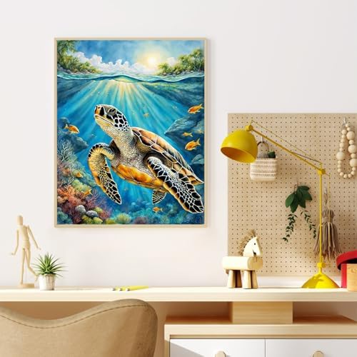 Sea Turtle Paint by Numbers Kit for Adults Without Frame 16x20 IN