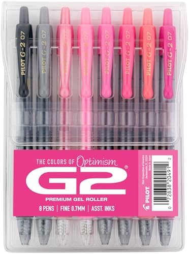 PILOT, G2 Boost Pink Pack, 8 Pack Pouch, Assorted