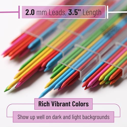 Mr. Pen- 2.0 mm Lead Refills, 48 Pack (12 per Tube), Colorful, 90 mm Length
