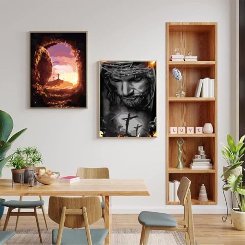 JULOUYN 2 Pack Christ Religious Paint by Numbers Kit for Adults,16x20 in | Easy to piant for beginners elderly, DIY art, with Magnifying glass, Relaxing & Stress relief, canvas, Home wall decor