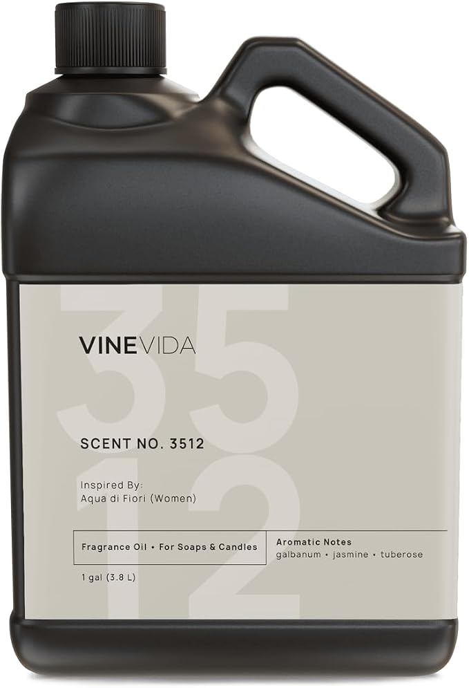 VINEVIDA Scent NO. 3512 Fragrance Oil - 1 Gallon (8lbs) - Inspired by: Aqua di Fiori (Women) Fragrance Oil for Candle Making - Made in USA Candle Scents Scents for Soap Making