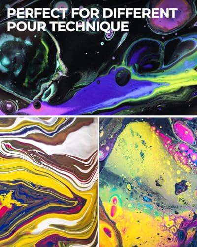 Nicpro 8 Colors Large Bulk Acrylic Pour Paint Set (33.8 oz, 1000 ml) Premixed High Flow Art Pouring Paint Supplies Kit with Silicone Pour Oil, Gloves for Beginner Cell Creation Flow DIY, Ready to Pour