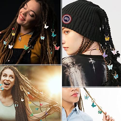 NBEADS Butterfly Charms and Braid Clips - 45 Pcs Removable Crochet Stitch Markers Made of Charms for Knitting, Weaving, Sewing, and Dreadlock Decorations