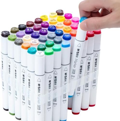 M&G Alcohol Markers, 48 Colors Dual Tip Art Markers, Chisel & Fine Drawing markers with Case, Stocking Stuffers for Adult Christmas Gift, Drawing Sketching (White Barrel)