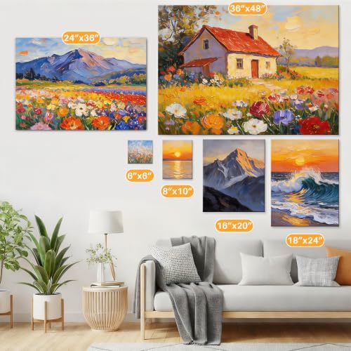 CONDA 24x36 inch Stretched Canvas for Painting, 2 Pack Primed Large Canvas, Primed Acid-Free Cotton 5/8 Inch Profile Value Bulk Pack for Acrylics, Oils Painting