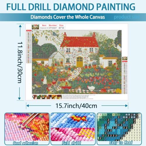 YOLENIX Country Cottage Diamond Art Kits for Adult Diamond Painting Kit