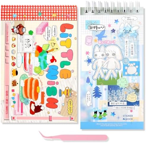 50 Sheets Japanese Sticker Book Manga 1200+ Scrapbook Stickers Kawaii Korean Decor Stickers Junk Journal Supplies for Journaling Scrapbooking Cute Decor Sticker for Kids Adult DIY Cosmtic Books-A
