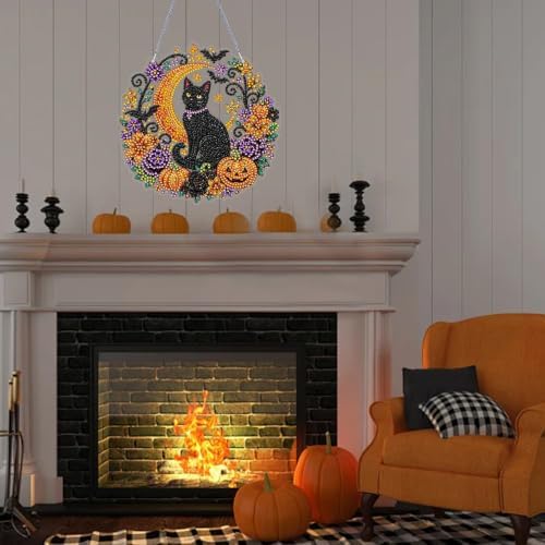 ARPADAMO Black Cat Diamond Art Kits for Adults, Acrylic Hanging Suncatcher
