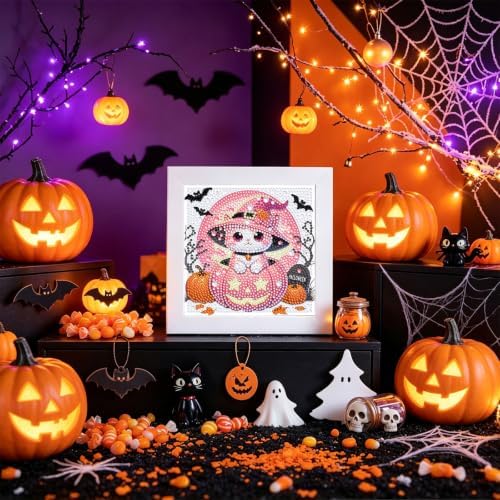 Cat Diamond Art Painting Kits for Kids with Frame Ages 4-8-12 (7x7 inch)