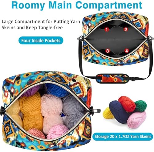 IBFUN Crochet Yarn Knitting Bag Organizer for Knit Accessories Hooks