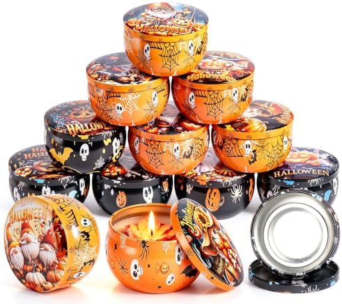 Halloween Horror Candle Tins, 12 Packs Candle Jars for Making Candles 2.5oz