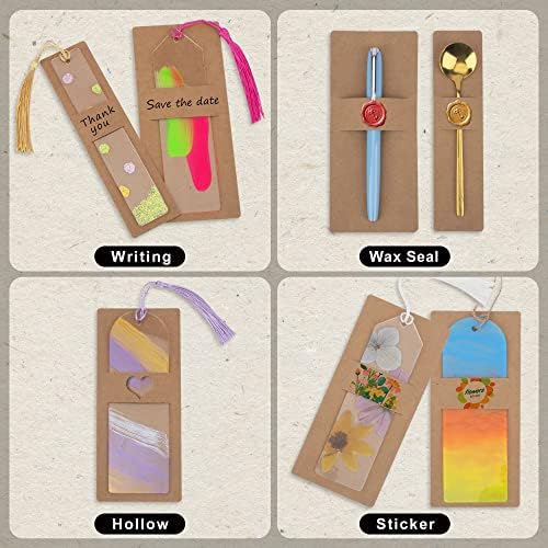 Kraft Bookmark Holder 30 PCS for Acrylic Bookmarks Bulk DIY Bookmarks Sleeves Wrapping Display Cards Small Business Packaging Supplies for Party Gift