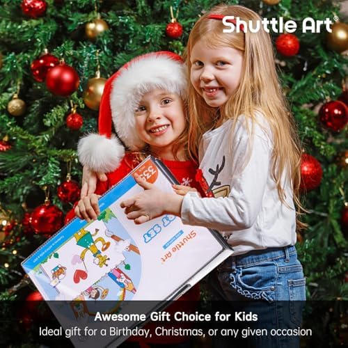 Shuttle Art 335 Piece Kids Art Set, Multi-Media Art Supplies, Gift Art Kit with Trifold Easel, 2 Drawing Pads, 2 Coloring Books, Oil Pastels, Crayons, Watercolors, Markers, Colored Pencils (Black)