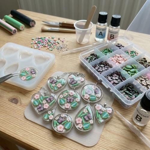 100G Polymer Clay Sprinkles for Crafts, Pink Flower Butterfly Leaves Slices Embellishments for DIY Crafts Nail Art Supplies Cellphone Decoration Accessories (Light Pink)