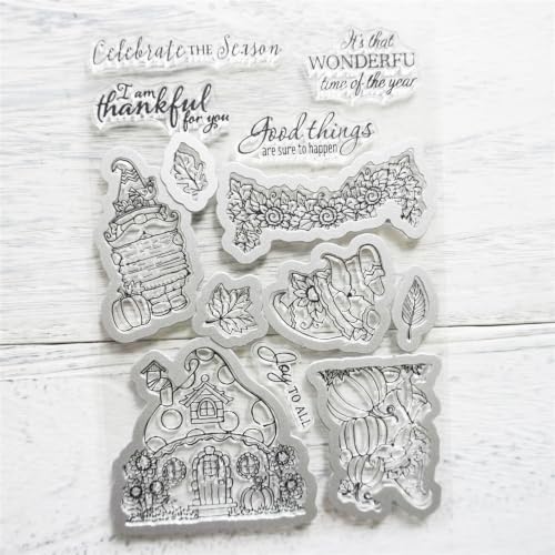 Dwarf Pumpkin Autumn Clear Stamps and Die Cuts Sets for DIY Card Making