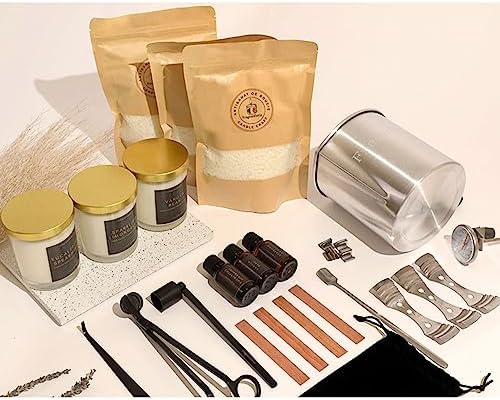 Fragranthetic Luxury Candle Making Kit for Adults | DIY Soy Candle Making Kit with Glass Jars, Wood Candle Wicks, Cotton Wicks & Candle Accessory Set
