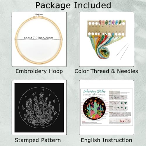 Louise Maelys Cactus Embroidery Kit, Cross Stitch Kit for Beginner Adults