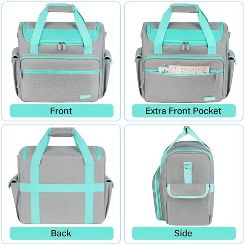 Craft Bag for Scrapbook Supplies, Large Scrapbook Tote with 15.6'' Laptop Sleeve, Art Supply Storage Bag with Multiple Pockets for Scrapbooking Tools, Gray