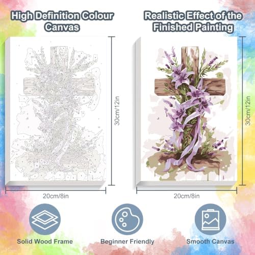 Kalonyth Cross Framed Paint by Numbers Kit for Adults Beginner 8x12 inch