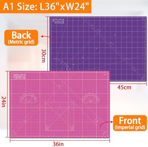 Self Healing Cutting Mat A1 24"x 36" Double Sided Pink Mat
