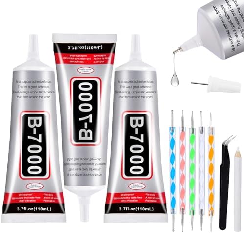 3 PCS 110ml B7000 Rhinestone Glue Clear, Bedazzling Glue for Craft, Jewelry