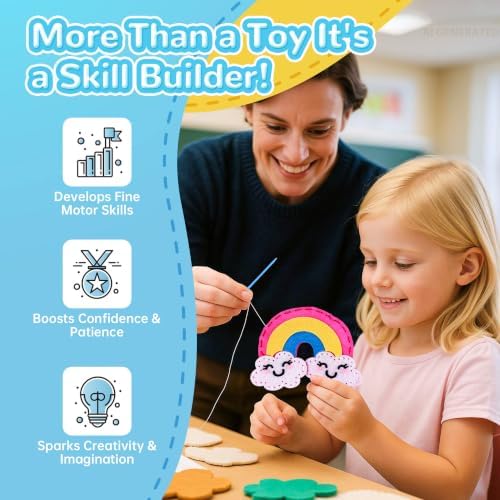 Cymbana Kids Sewing Kit, DIY Felt Plush Animals Unicorn Sewing Kit for Kids