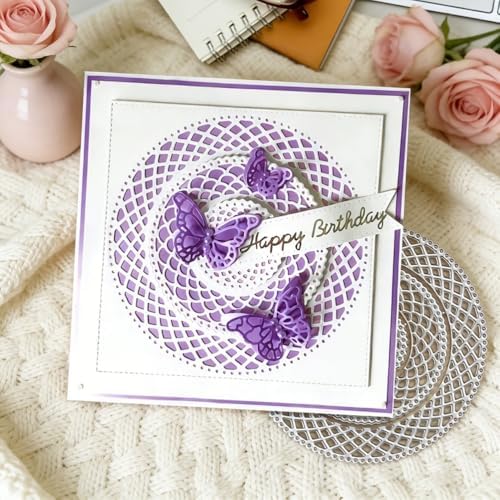 Cutting Dies Metal Stencils Scrapbooking Tools DIY Embossing Template for Paper Card Making Album Arts Crafts Supplies (Lace Circular Frame-12x12cm)