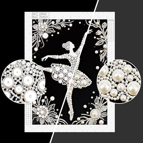 WSLWXSHM Pearl Diamond Painting Kits for Adults Ballet Girl, 5D Special Shape Diamond Art Kits for Beginners, Crystal Rhinestones Diamond Painting for Home Wall Decoration Gift 12×16inch/30×40cm, Lady