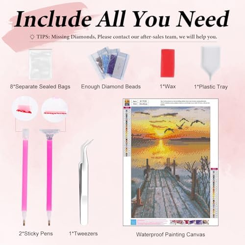 Yezavesu Sunset Diamond Art Kits for Adults, Landscape Diamond Painting Kit for Beginners, 5D DIY Round Full Drill Painting with Gem Art Craft Kits for Home Wall Decor 12x16 Inch